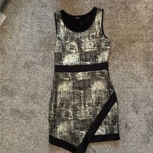 Deb Black and Silver Asymmetrical Sheath Dress